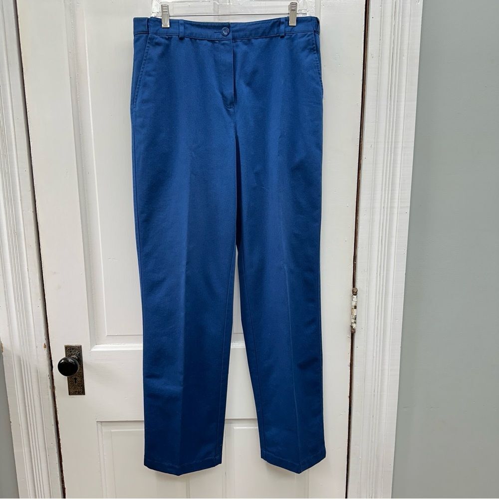 L.L. Bean Classic Fit navy pants slacks with adjustable elastic waist women's 12